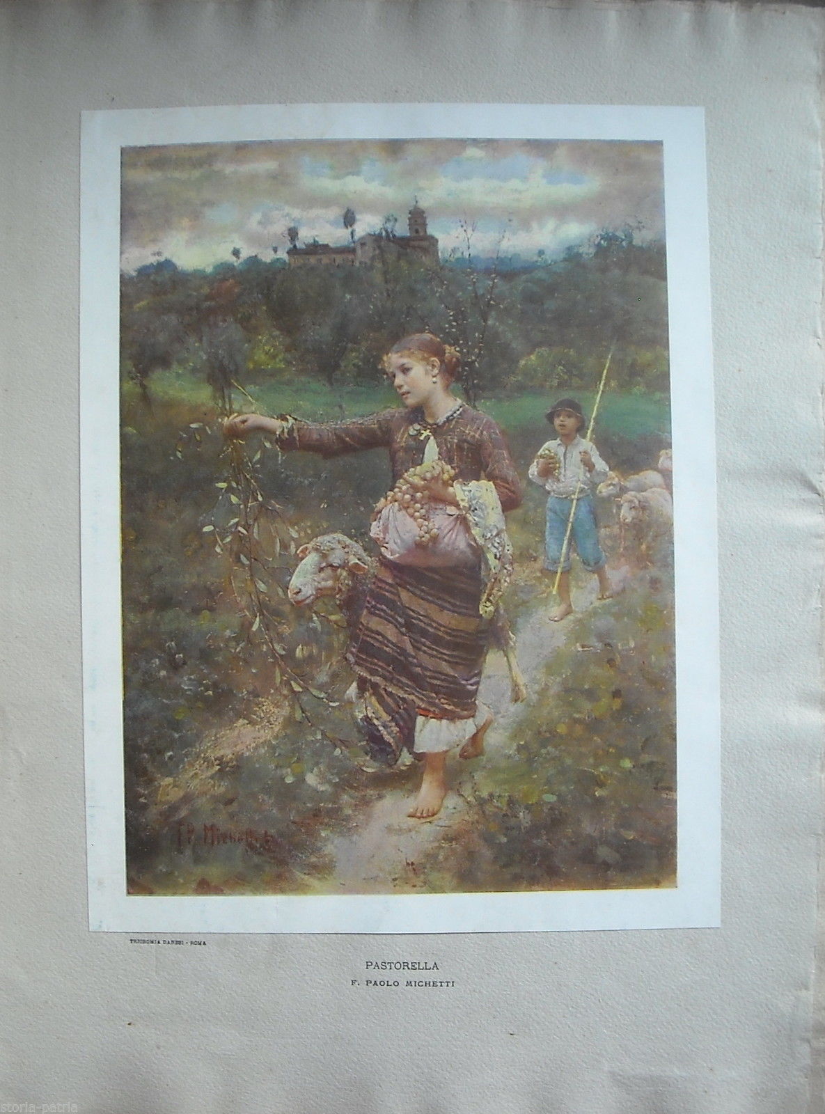 Abruzzo, Arte Dellottocento, Michetti, Pastorella, Bella Antica Stampa, Danesi, Roma immagine 1