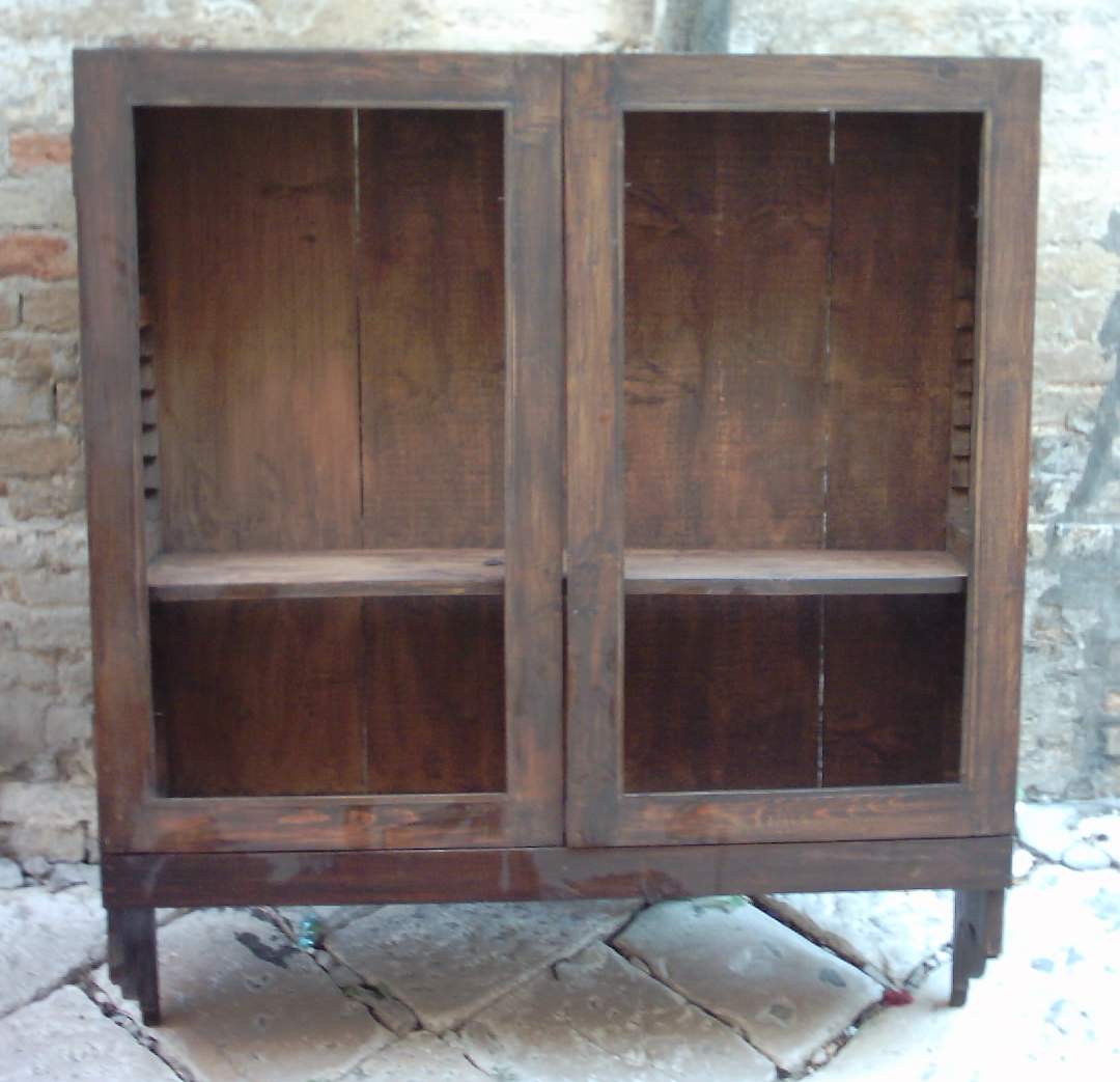 Antica Decorativa Vetrina In Legno, Ovunque Collocabile, Piattaia, Libreria, d'Epoca immagine 9