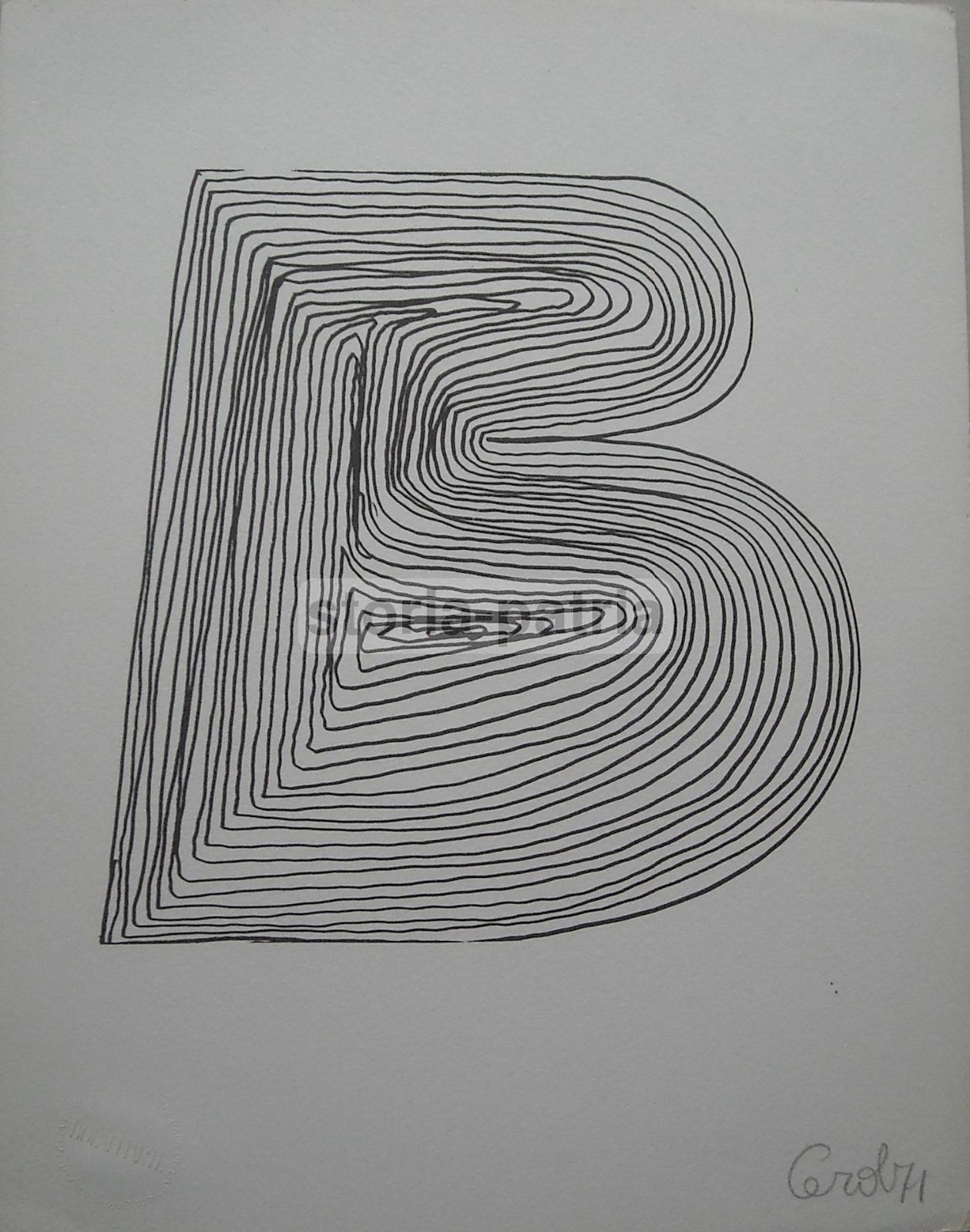 Arte, Alfabeto, Lettera B, Artista Ceroli, Bella Grafica Moderna, Autografata, Bolaffi immagine 1
