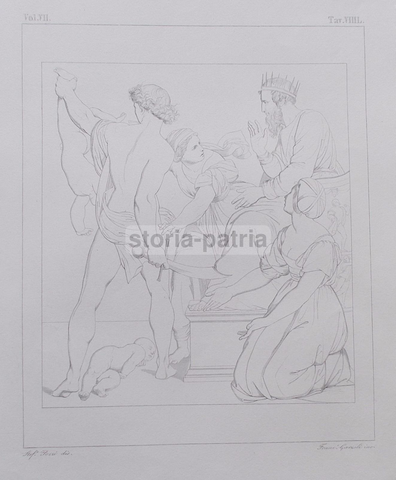 Arte, Antica Allegoria, Scena Biblica, Incisore Garzoli, Artista Stefano Pozzi, 800 immagine 2
