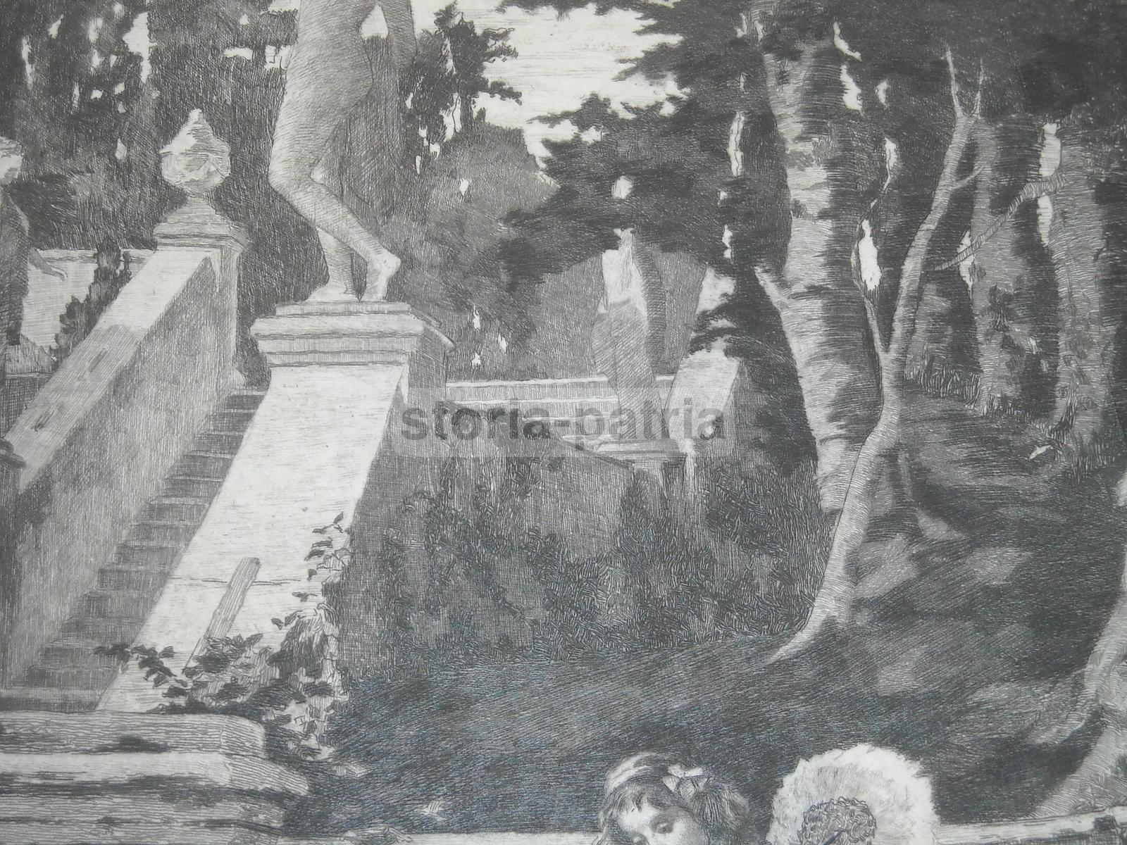 Arte, Bellissima Antica Incisione, Opera Darte Su Pergamena, Decorativa, Rarita immagine 4