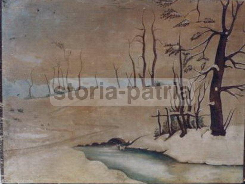 Arte In Abruzzo, Pittura, Decorativo Paesaggio Innevato, Bel Dipinto Da Collezione immagine 1