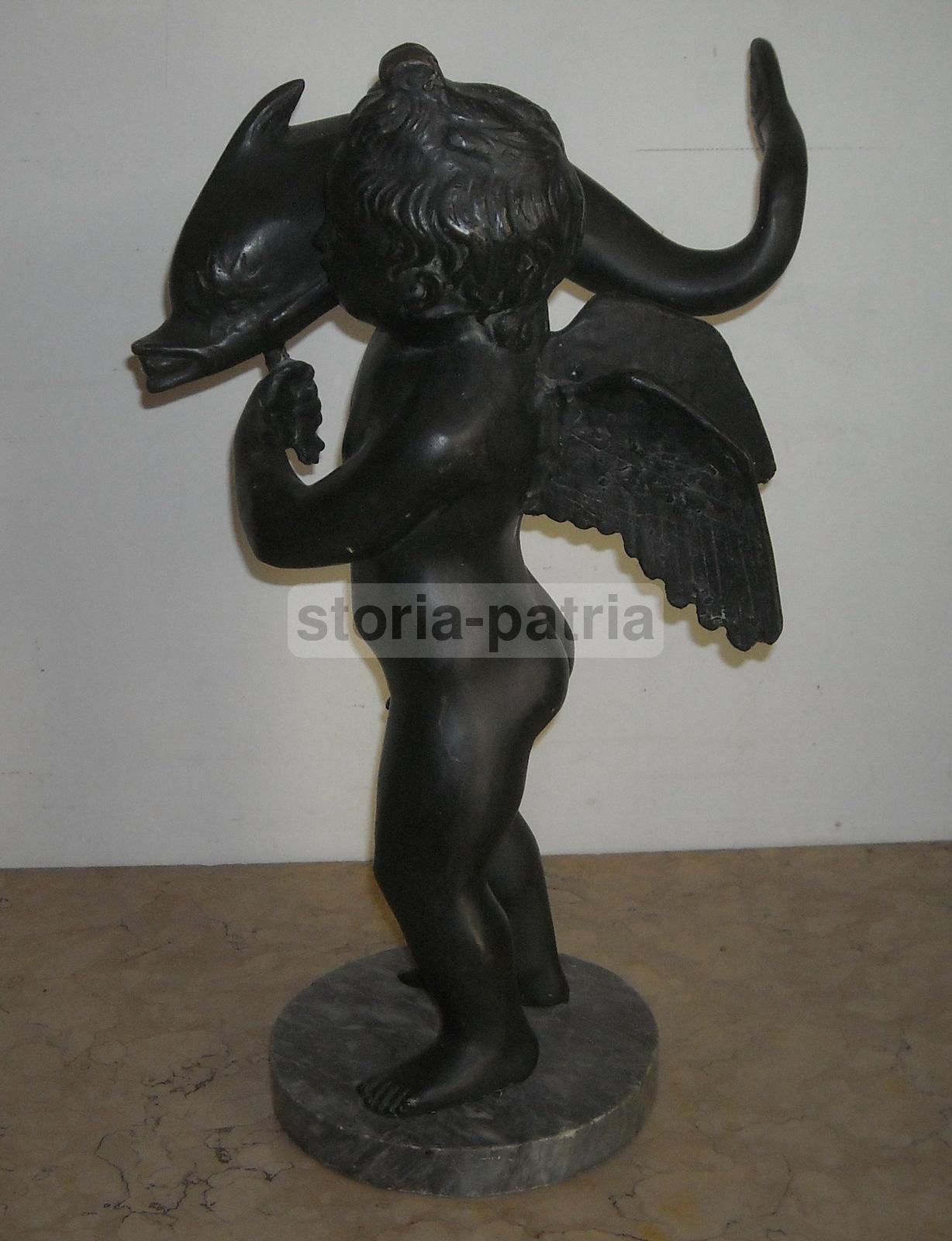 Arte, Mitologia, Antica Figura Allegorica, Angelo, Pesce, Decorativa Scultura Bronzea immagine 12