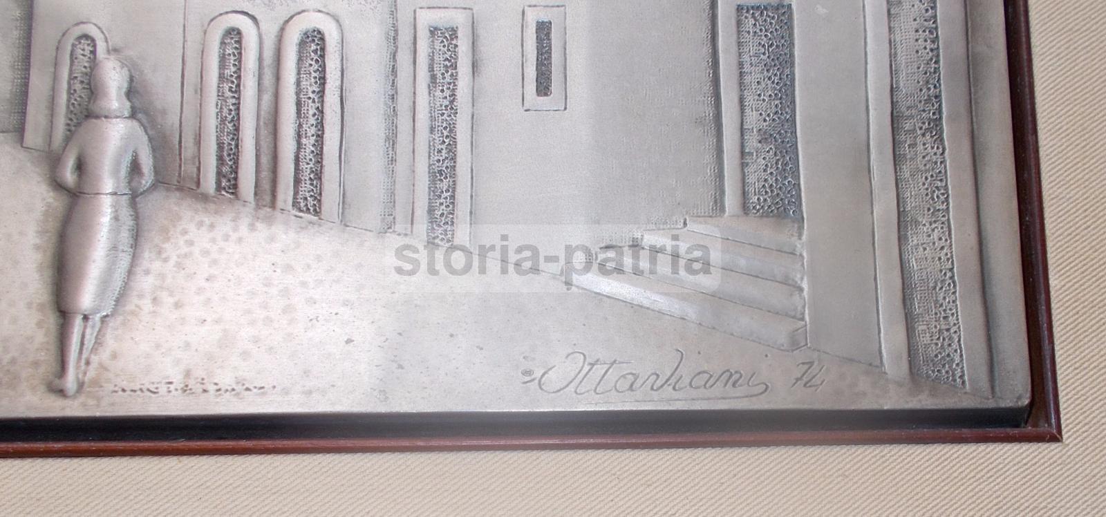 Arte, Scultura, Artistico Decorativo Pannello, Paese Con Chiesa, Animata Veduta, 1974 immagine 6