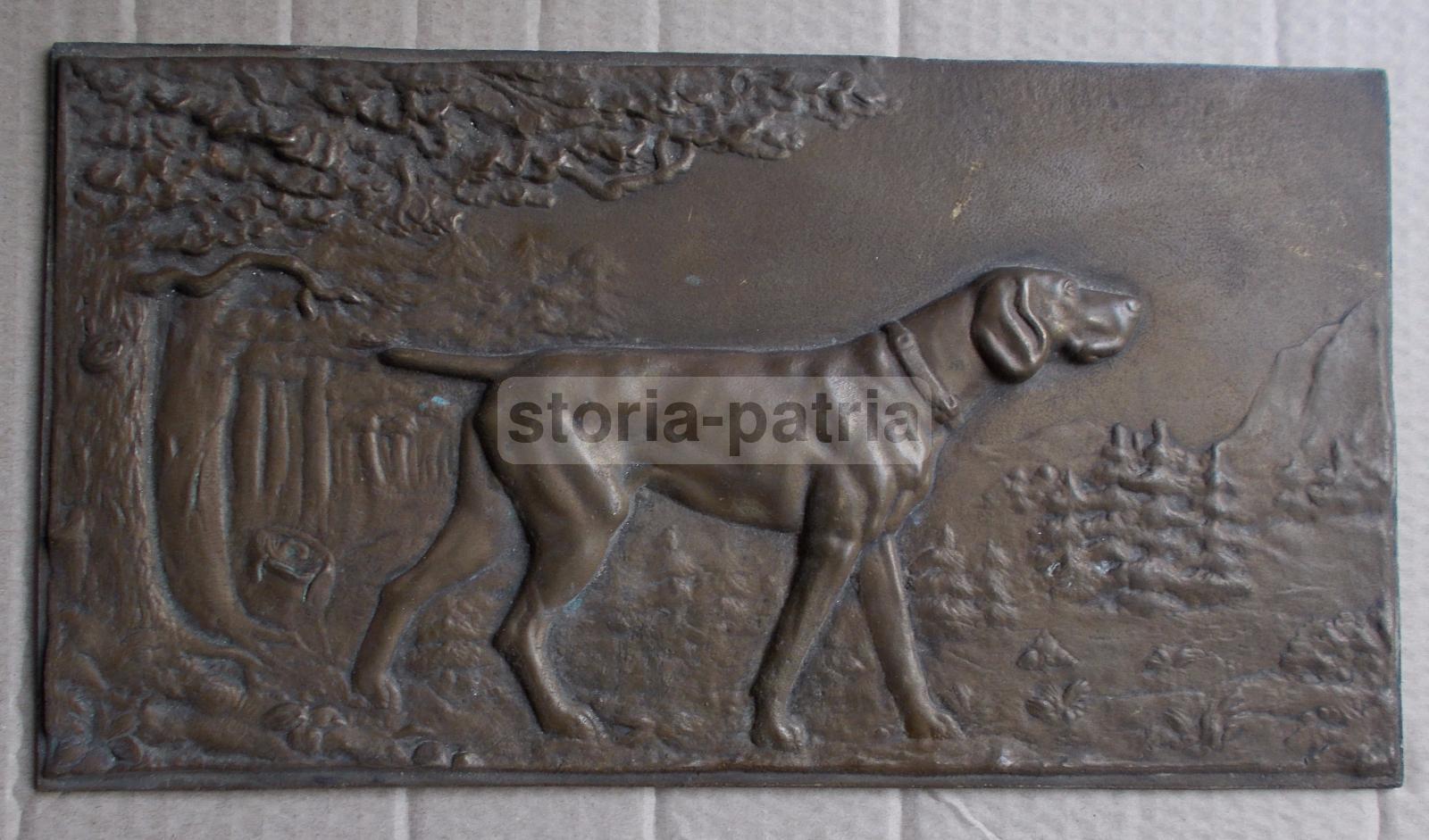 Cinofilia, Cane, Caccia, Artistico Pannello, Scultura Bronzea d'Epoca, Decorativa immagine 4