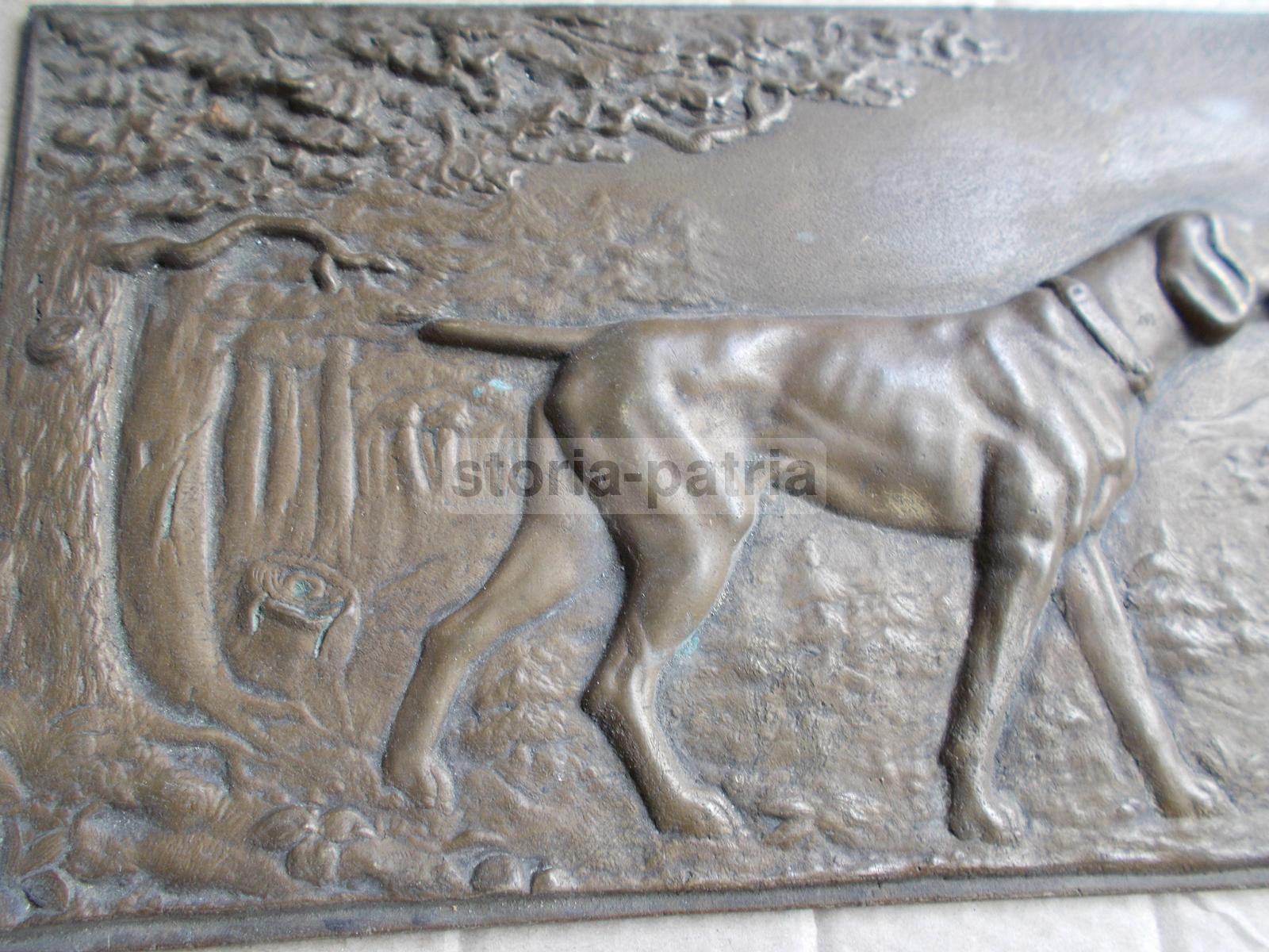 Cinofilia, Cane, Caccia, Artistico Pannello, Scultura Bronzea d'Epoca, Decorativa immagine 7