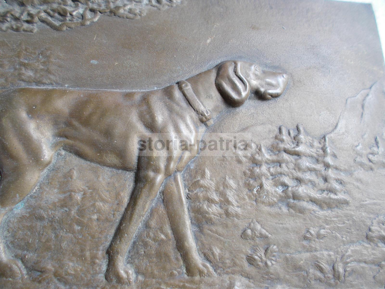 Cinofilia, Cane, Caccia, Artistico Pannello, Scultura Bronzea d'Epoca, Decorativa immagine 8