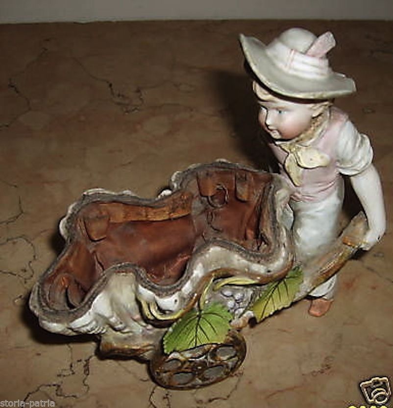 Enologia, Uva, Vino, Decorativo Soprammobile, Artistico Bisquit, Da Collezione, Antico immagine 1
