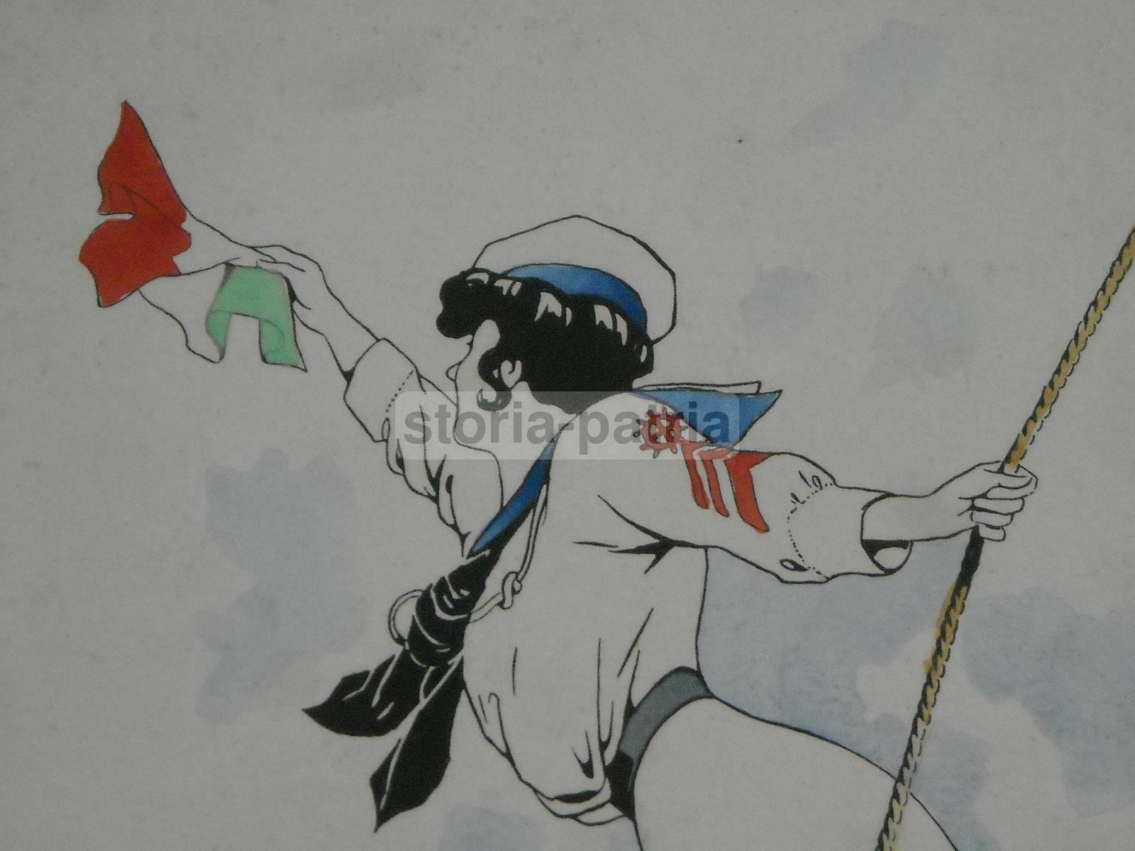 Marineria, Marina Italiana, Tricolore, Bella Illustrazione Artistica, Decorativa immagine 1