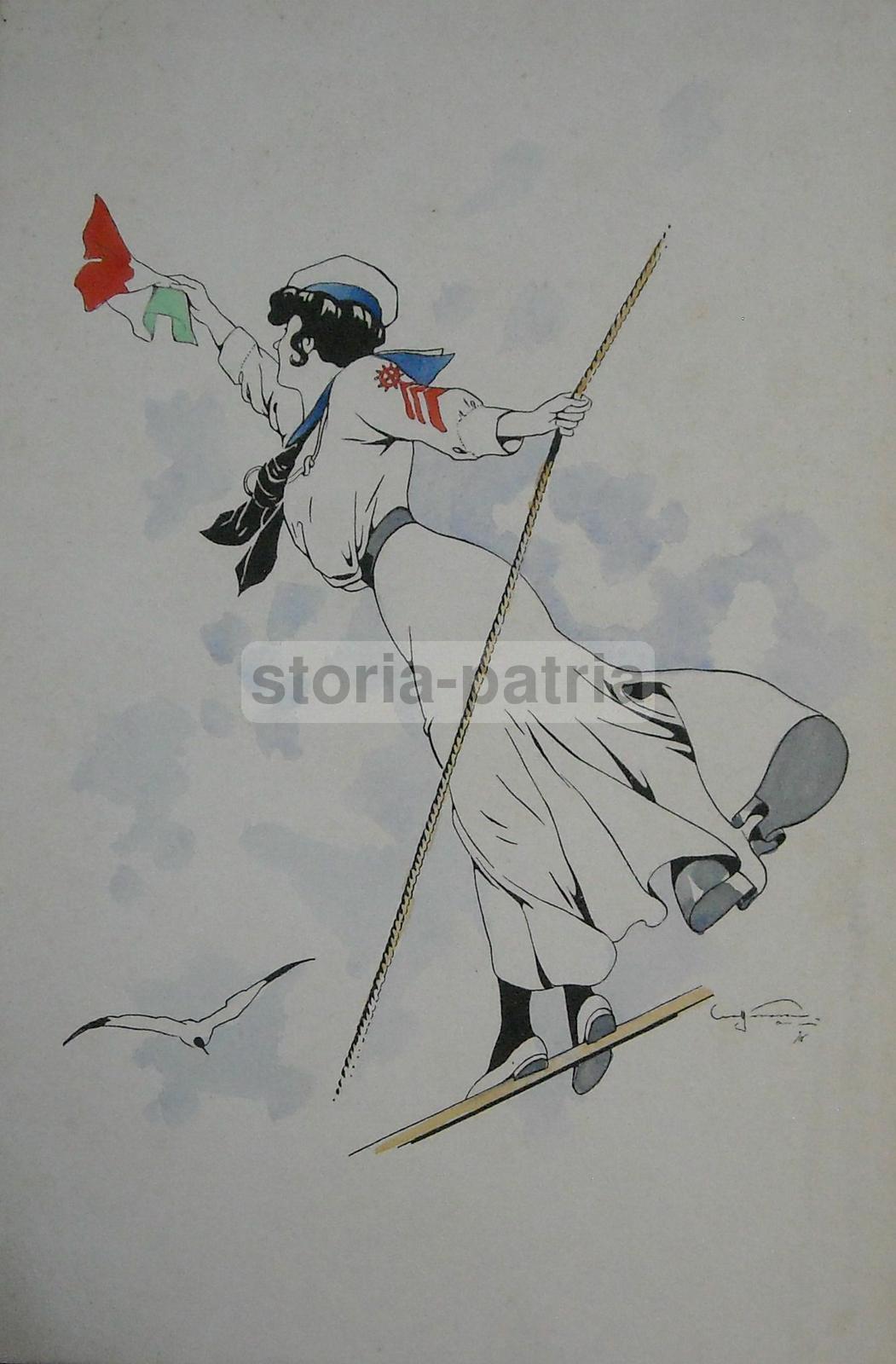 Marineria, Marina Italiana, Tricolore, Bella Illustrazione Artistica, Decorativa immagine 4