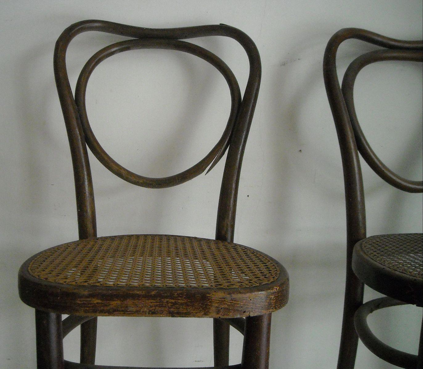 Modernariato, Decorativa Coppia Di Antiche Sedie, Fondo Impagliato, Marchio Kohn immagine 7