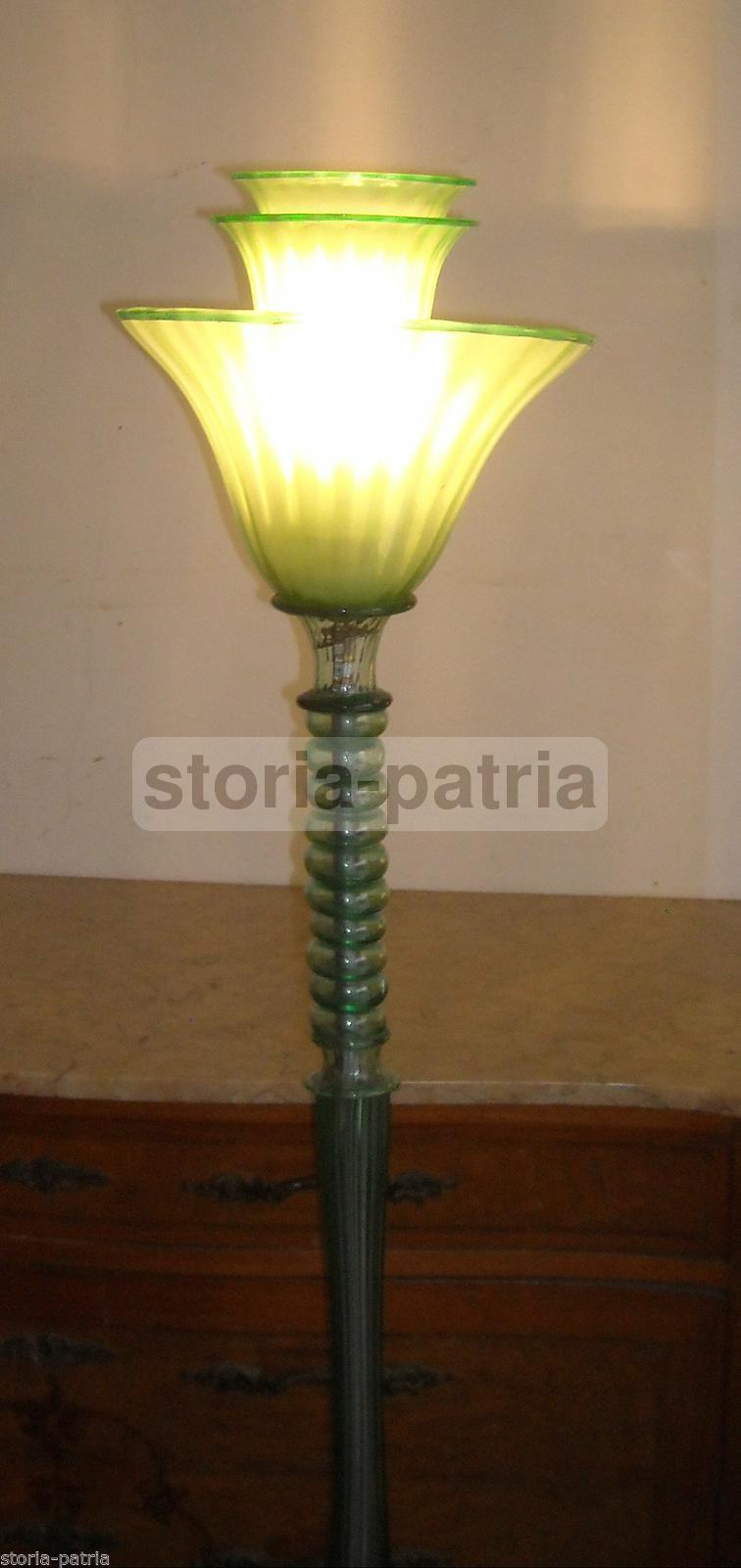 Modernariato, Design, Decorativa Lampada d'Epoca, Piantana In Vetro, Murano, Art Deco immagine 1