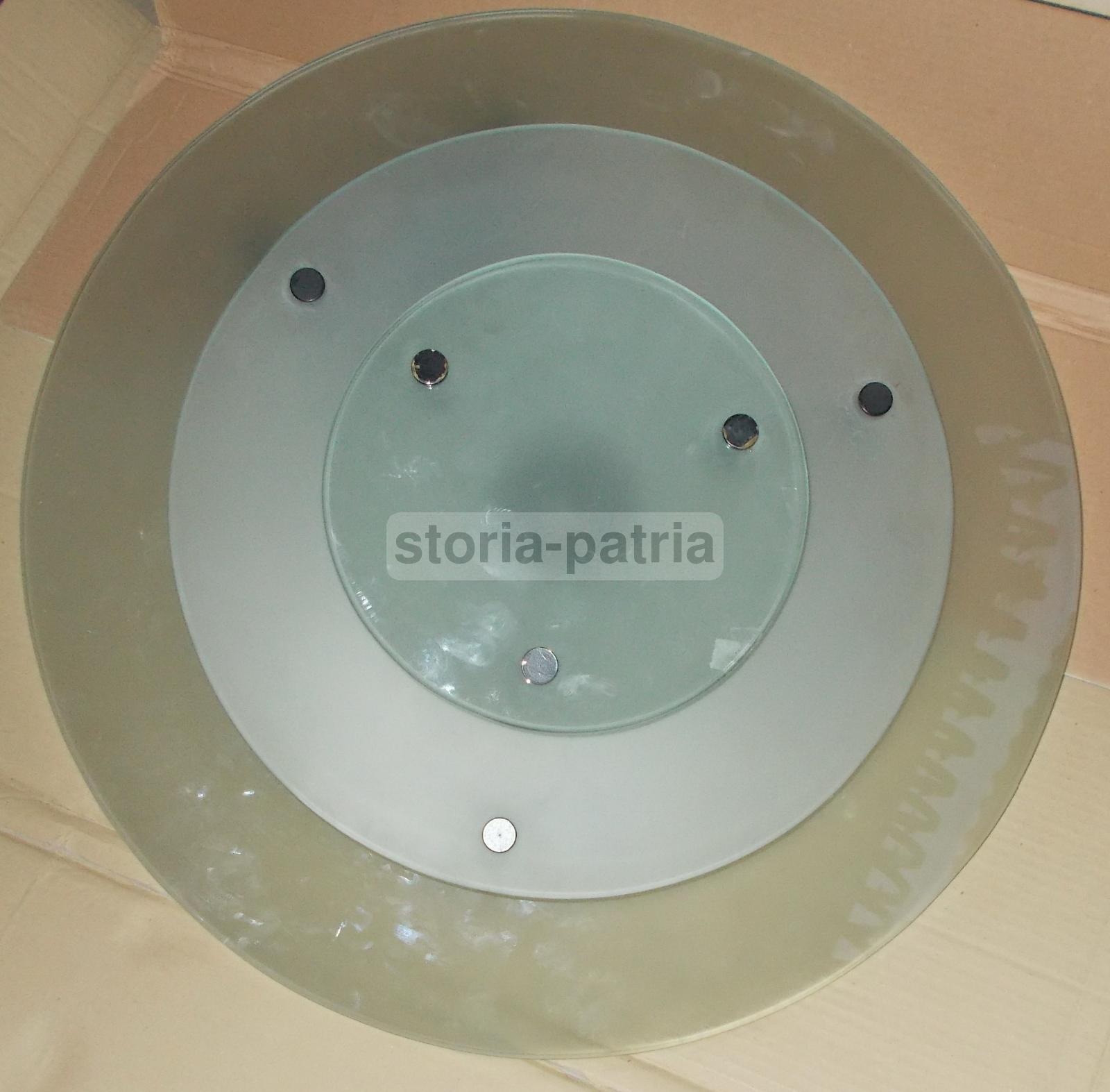Modernariato, Design, Lampada Da Soffitto, Sospensione Decorativa, Tre Dischi Vetro immagine 2