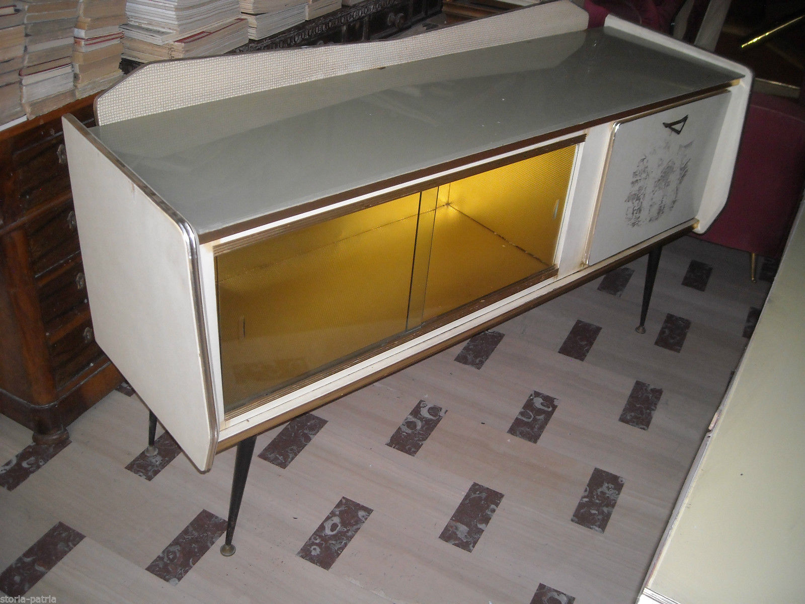 Modernariato, Design, Pregevole Decorativo Mobile Credenza, 50, Ovunque Collocabile immagine 11
